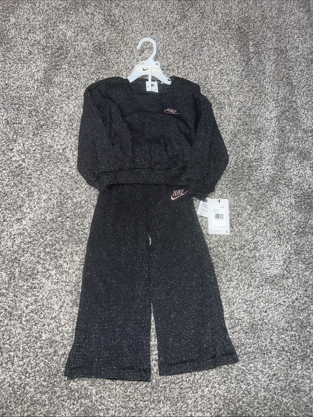 Nike Girls Black Sparkle Wide-Leg 2 piece set